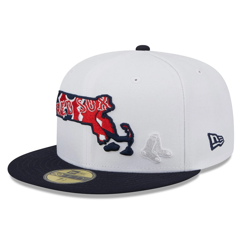 Men's New Era White/Navy Boston Red Sox State 59FIFTY Fitted Hat