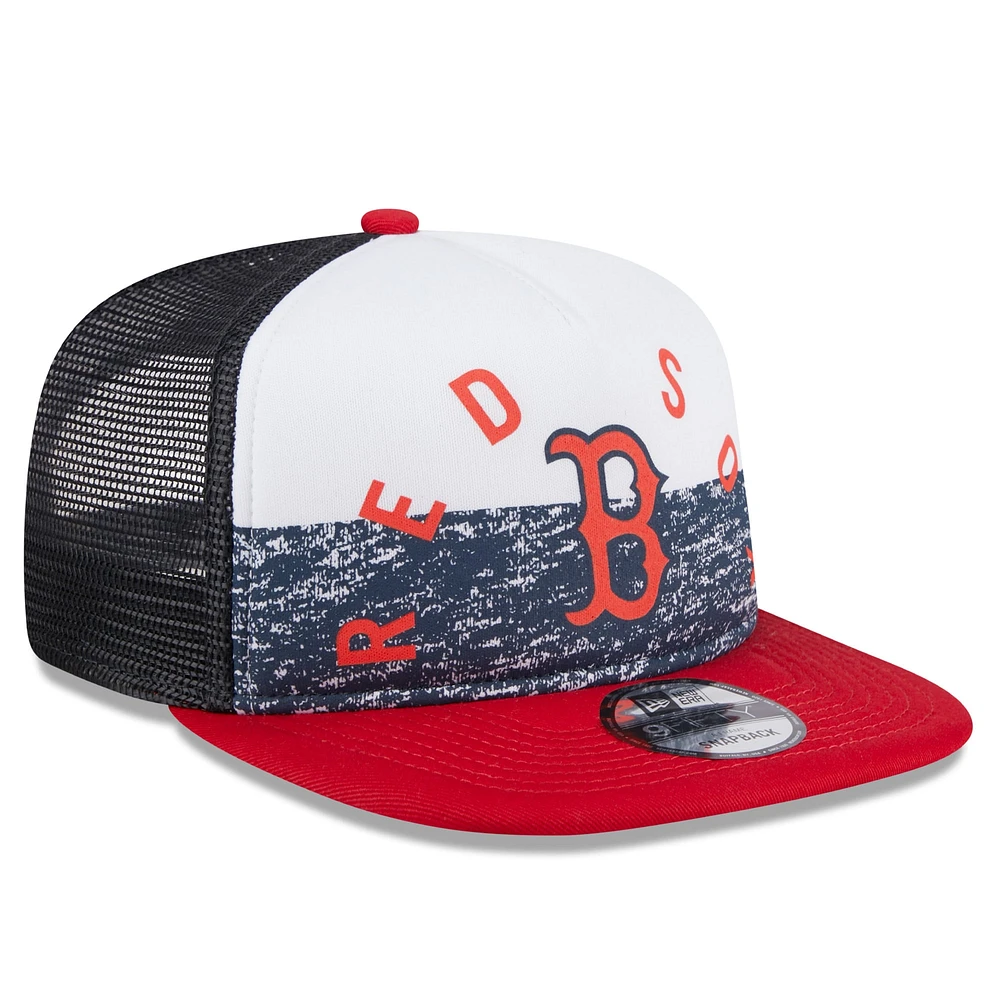 Casquette Trucker 9FIFTY Snapback en mousse sur le devant en forme de A de l'équipe des Red Sox de Boston New Era pour hommes, blanc/rouge