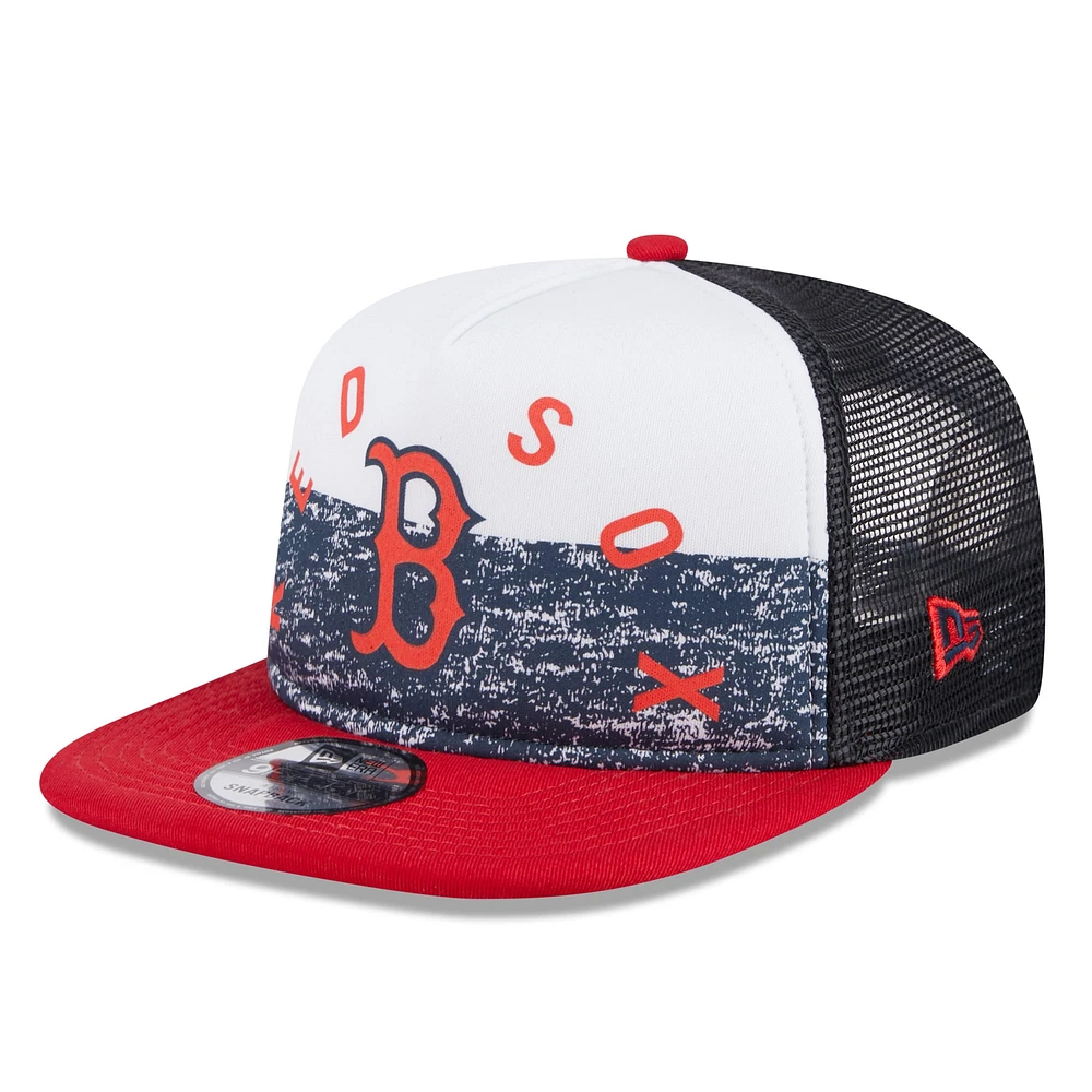 Casquette Trucker 9FIFTY Snapback en mousse sur le devant en forme de A de l'équipe des Red Sox de Boston New Era pour hommes, blanc/rouge