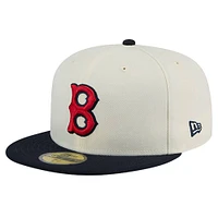 Men's New Era White Boston Red Sox Cooperstown Collection Chrome 59FIFTY Fitted Hat