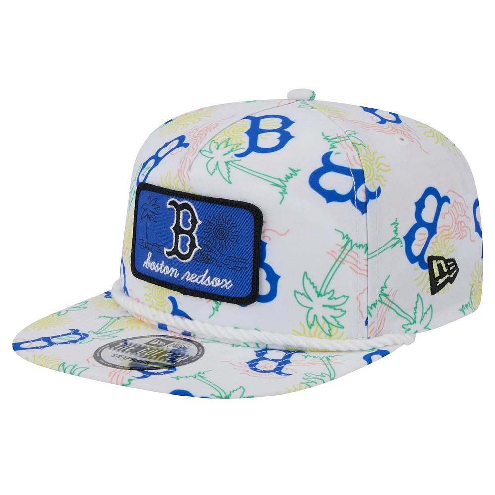 Casquette Snapback New Era pour hommes des Red Sox de Boston Islander Golfer blanche