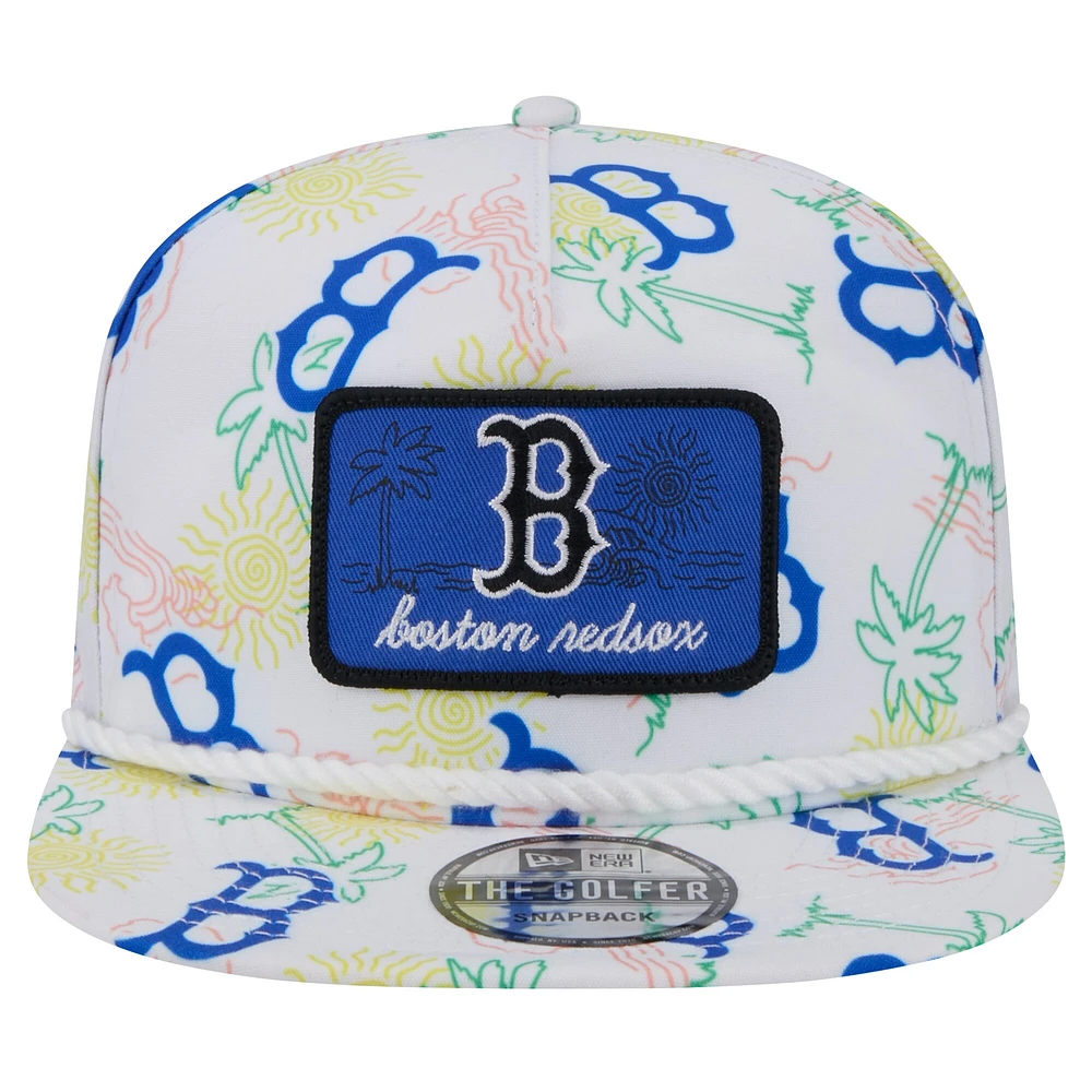Men's New Era White Boston Red Sox Islander Golfer Snapback Hat