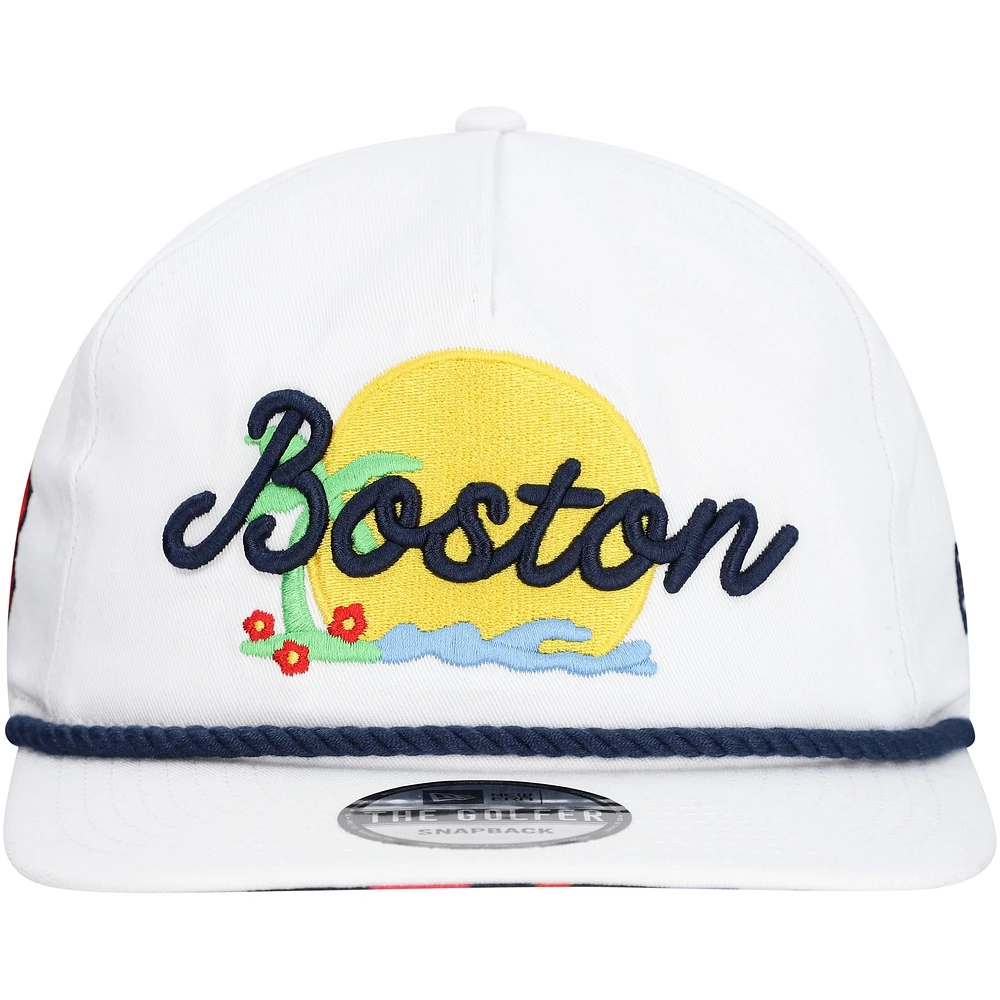 Men's New Era White Boston Red Sox Paradise Golfer Adjustable Hat