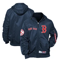 Blouson aviateur à capuche en nylon bleu marine Boston Red Sox Current Day New Era x Alpha Industries pour homme