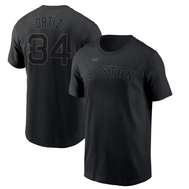 T-shirt avec nom et numéro Nike David Ortiz pour homme, noir, Boston Red Sox