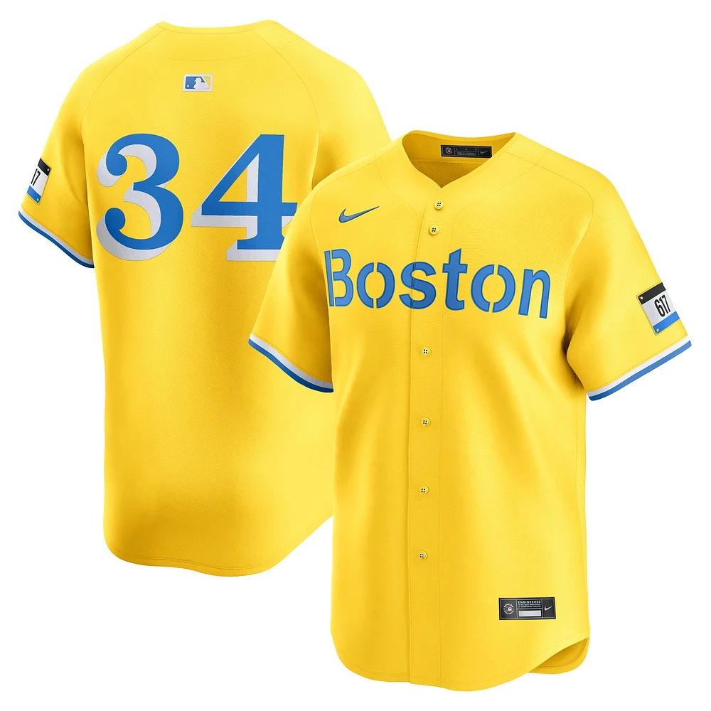 Maillot Nike David Ortiz pour homme, joueur retraité des Red Sox de Boston City Connect, doré