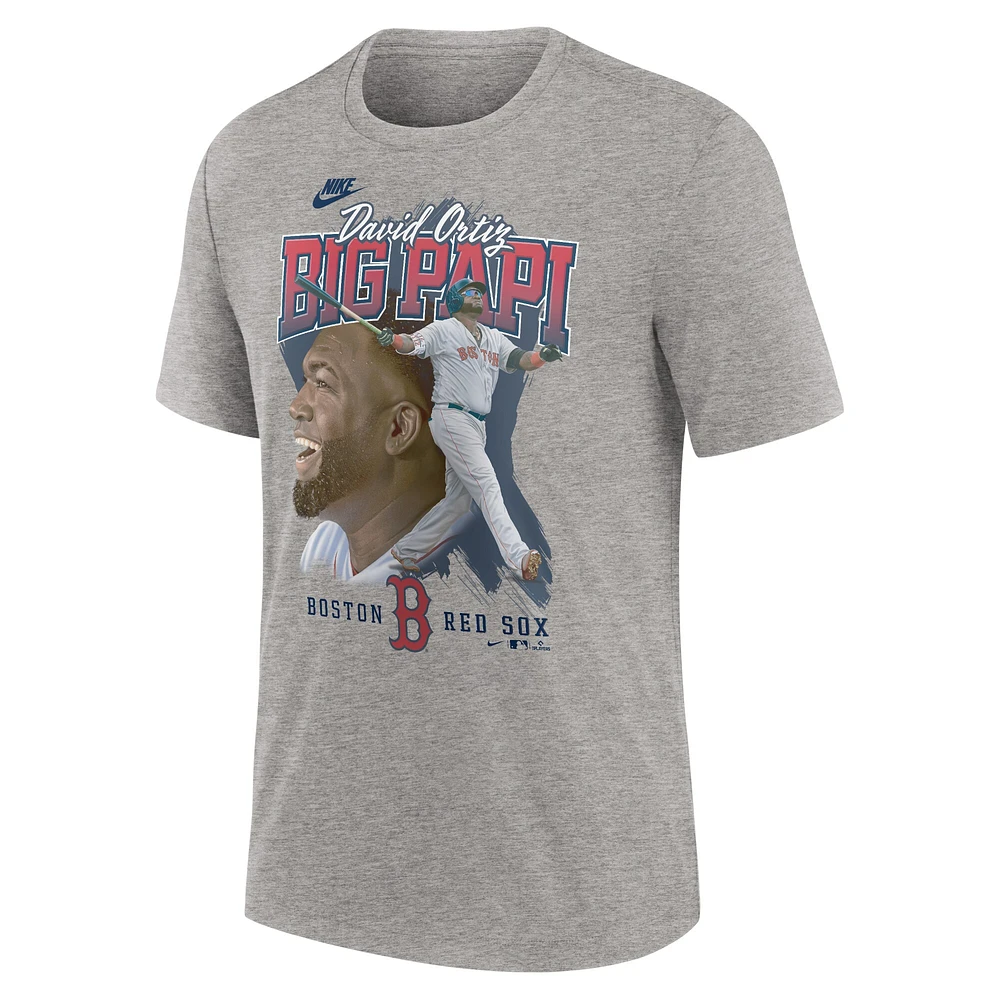 Men's Nike David Ortiz Heather Gray Boston Red Sox Cooperstown Collection Player Local T-Shirt