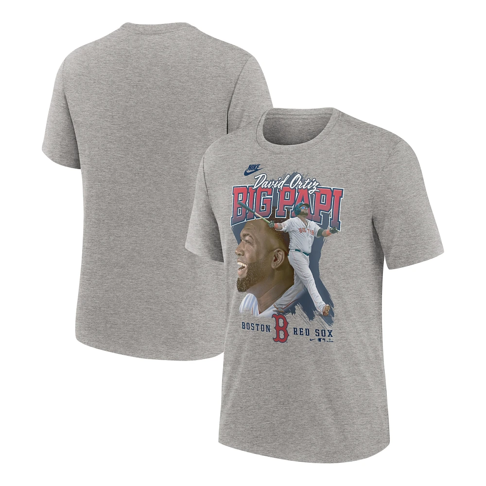 T-shirt Nike David Ortiz pour homme, gris chiné, Boston Red Sox, Cooperstown Collection Player Local