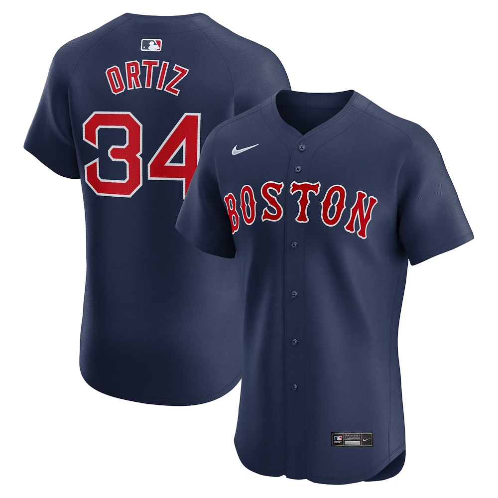 Maillot Nike David Ortiz pour homme, joueur d'élite alternatif des Red Sox de Boston, bleu marine