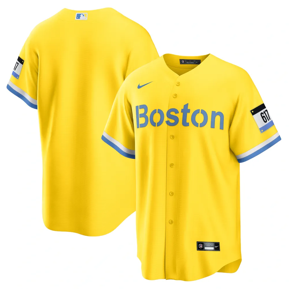 Maillot Boston Red Sox City Connect Replica Nike Or/Bleu Clair pour Homme