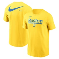 T-shirt Nike Gold Boston Red Sox 2-Hit Speed ​​City Connect pour homme