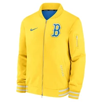 Men's Nike  Gold Boston Red Sox Authentic Collection City Connect Full-Zip Bomber Jacket