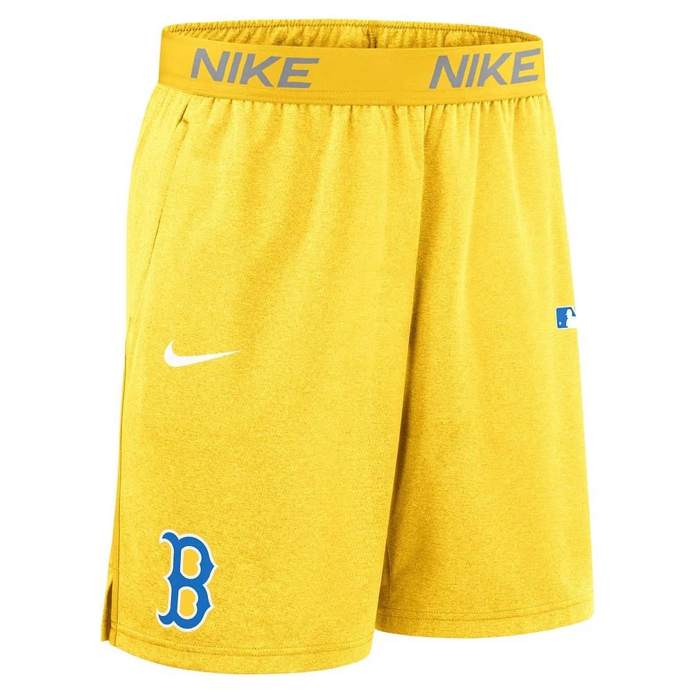Short en tricot Nike Gold Boston Red Sox Authentic Collection City Connect Performance pour homme