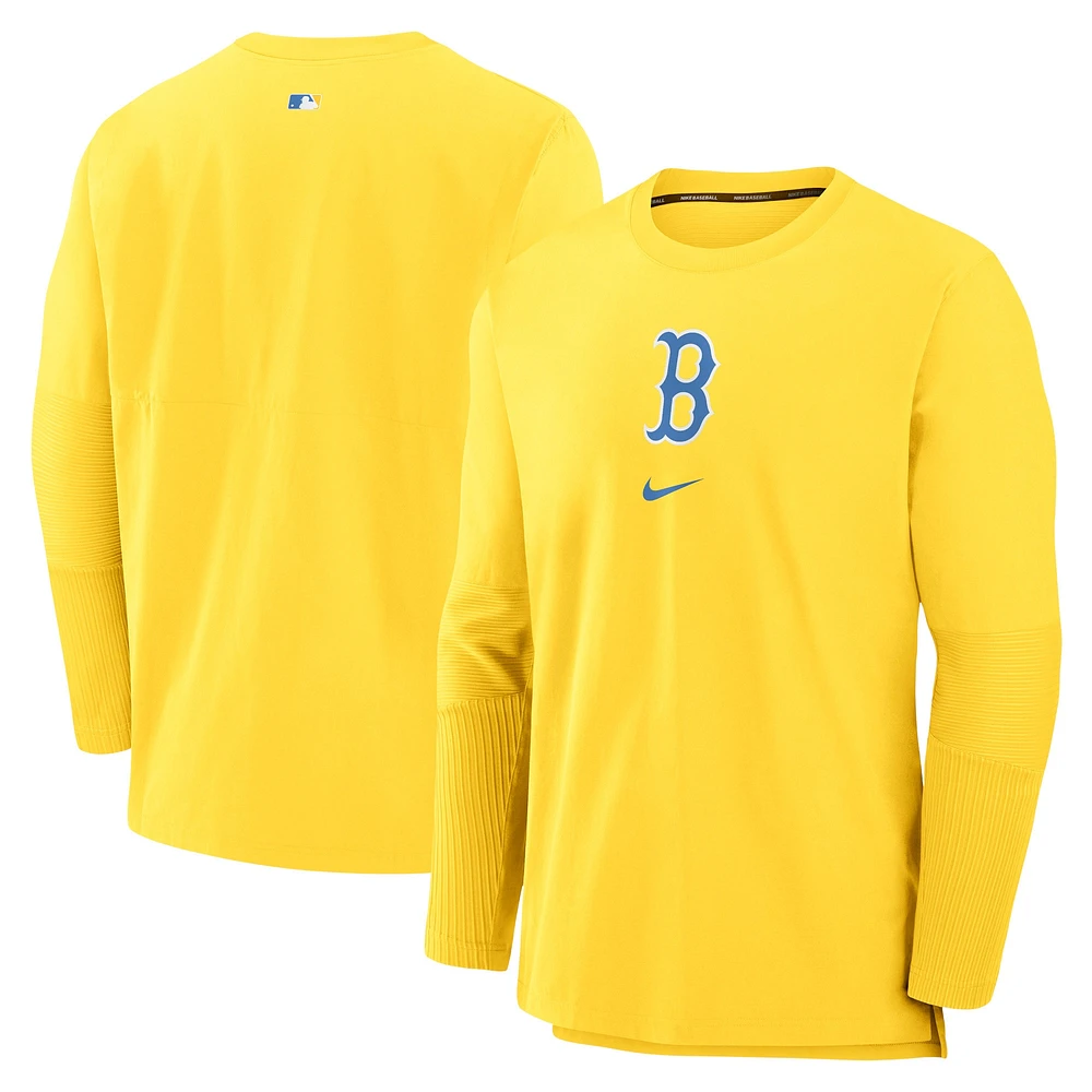 Men's Nike Gold Boston Red Sox Authentic Collection City Connect Player Tri-Blend Performance Pullover Jacket