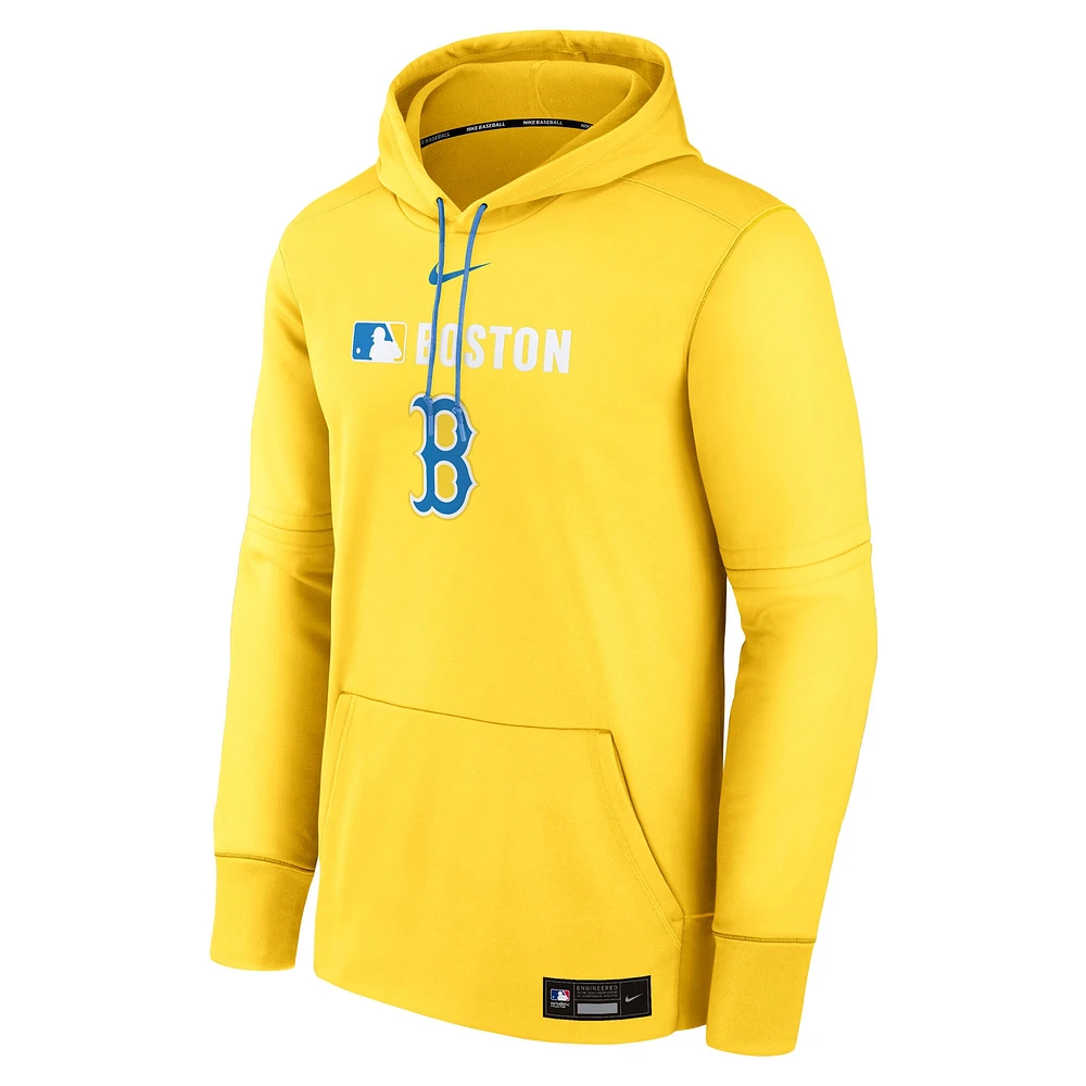 Sweat à capuche Nike Gold Boston Red Sox Authentic Collection City Connect Therma pour homme