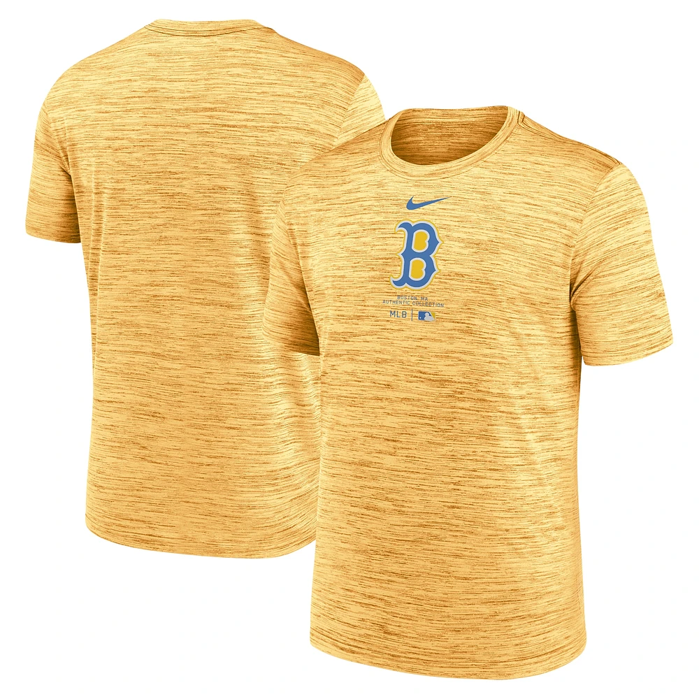 Men's Nike Gold Boston Red Sox Authentic Collection City Connect Velocity Performance T-Shirt