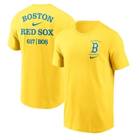 T-shirt Nike Gold Boston Red Sox City Connect 2-Hit pour homme