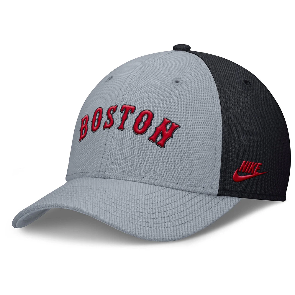 Casquette Nike Performance Flex gris/bleu marine Boston Red Sox Rise Swoosh pour homme