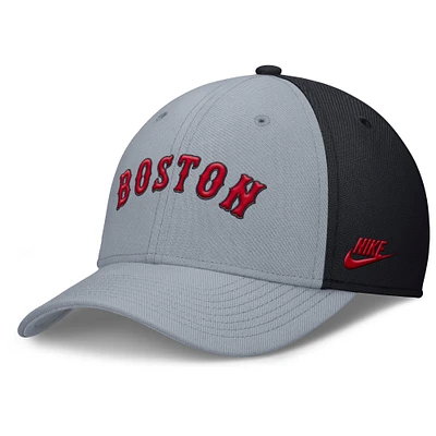 Casquette Nike Performance Flex gris/bleu marine Boston Red Sox Rise Swoosh pour homme