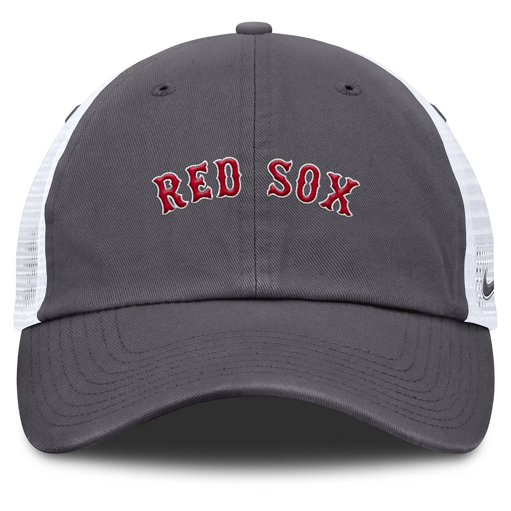 Men's Nike Gray Boston Red Sox Wordmark Club Adjustable Trucker Hat