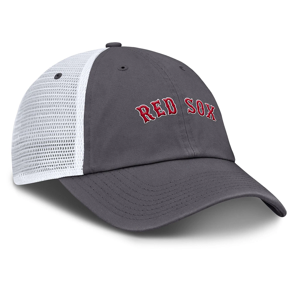 Men's Nike Gray Boston Red Sox Wordmark Club Adjustable Trucker Hat