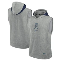 Sweat à capuche sans manches pour hommes, Nike, gris chiné, Boston Red Sox, collection authentique, Early Work Performance