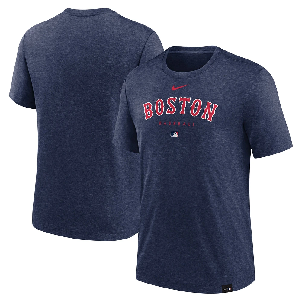 T-shirt Performance Tri-Blend Early Work Boston Red Sox Nike Heather Navy pour homme