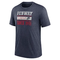 T-shirt tri-mélange Nike Heather Navy Boston Red Sox Cooperstown Collection Local Stack pour homme