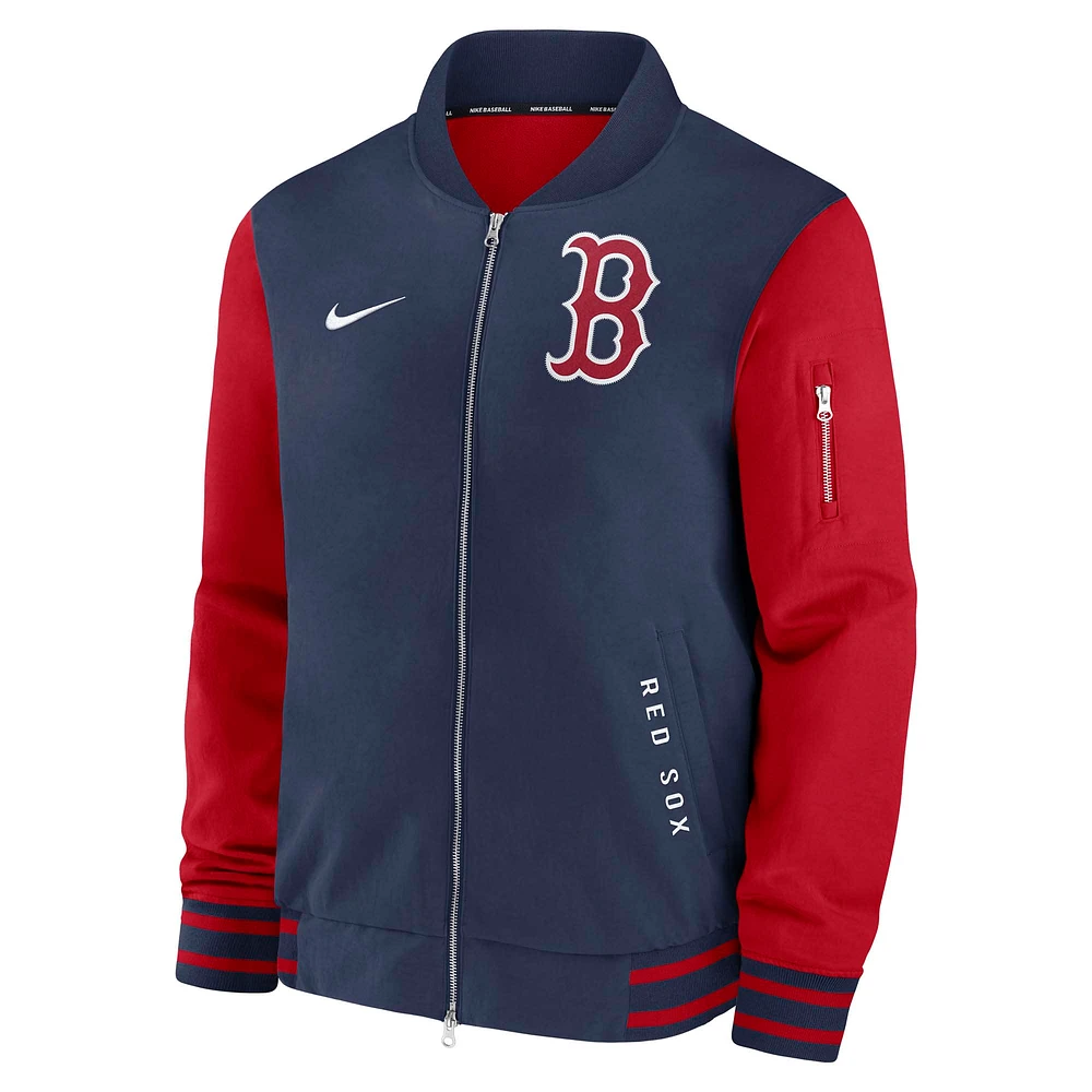 Men's Nike Navy/Red Boston Red Sox Authentic Collection Dugout Full-Zip Bomber Jacket