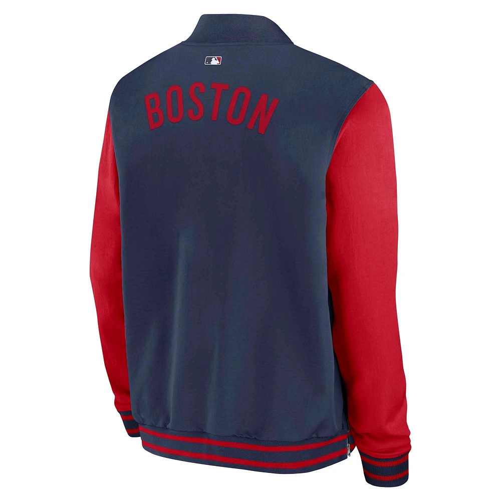 Men's Nike Navy/Red Boston Red Sox Authentic Collection Dugout Full-Zip Bomber Jacket