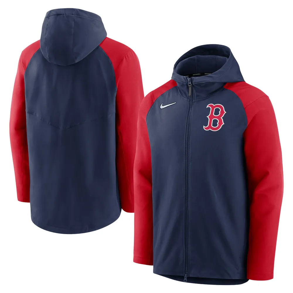 Sweat à capuche entièrement zippé Nike pour homme, bleu marine/rouge, Boston Red Sox Authentic Collection Performance Raglan