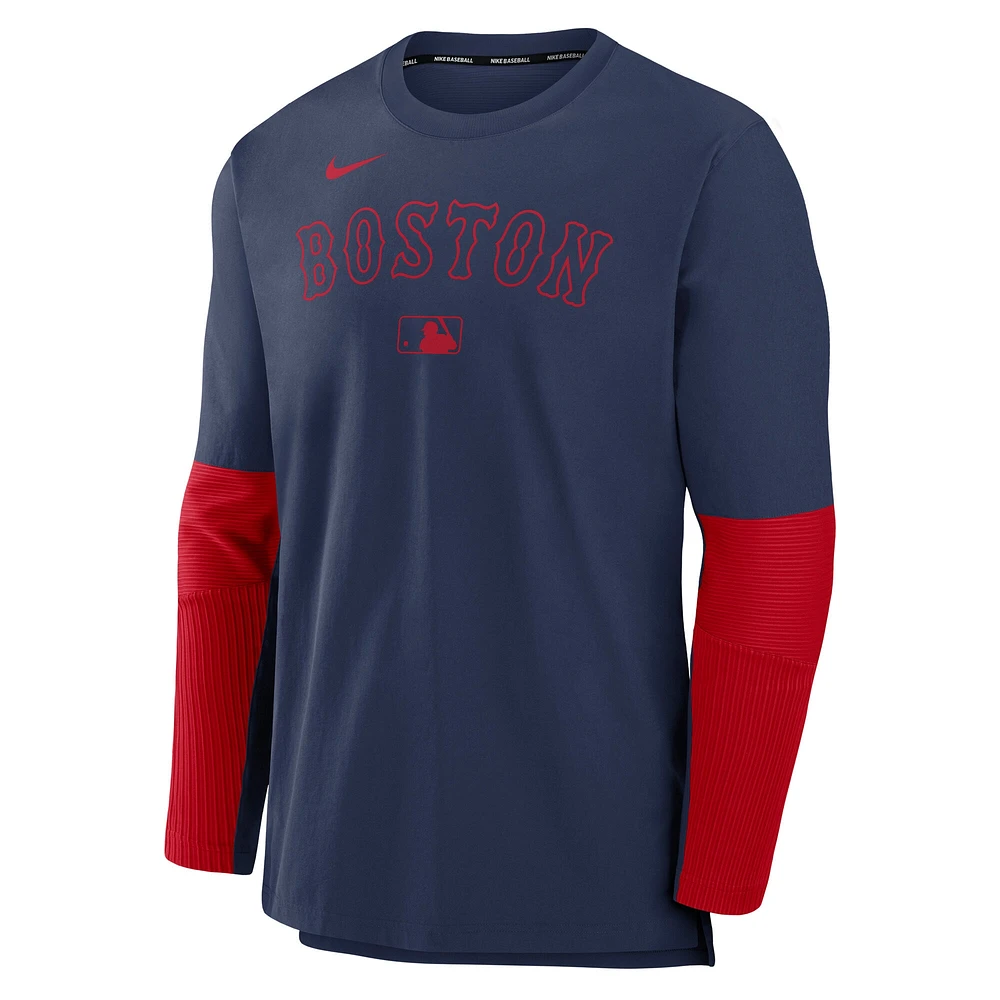 Men's Nike Navy/Red Boston Red Sox Authentic Collection Player Lightweight Performance Long Sleeve Top