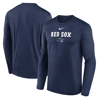 T-shirt à manches longues Nike pour hommes, bleu marine, Boston Red Sox, Authentic Collection Performance