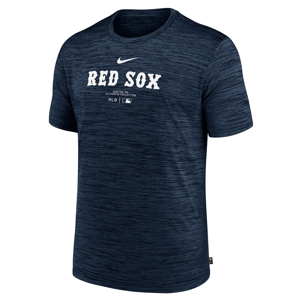 T-shirt d'entraînement Velocity Performance Nike pour hommes, bleu marine, Boston Red Sox Authentic Collection