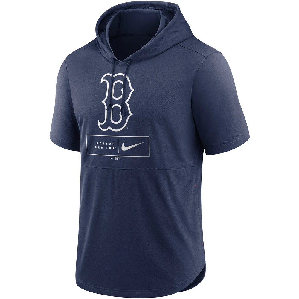 Haut à capuche léger manches courtes Nike Navy Red Sox Lockup Performance pour homme