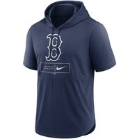 Men's Nike Navy Boston Red Sox Logo Lockup Performance - Short Sleeve Pullover Hoodie