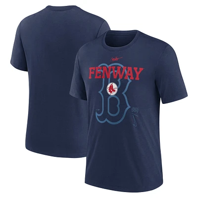 T-shirt Nike Boston Red Sox Rewind Retro Tri-Blend pour homme, bleu marine