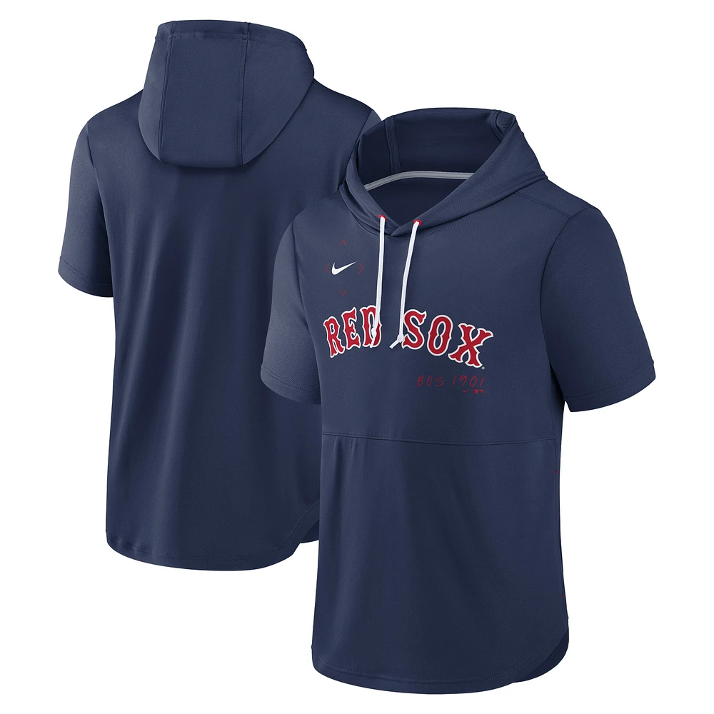 Men's Nike Navy Boston Red Sox Springer Short Sleeve Pullover Hoodie