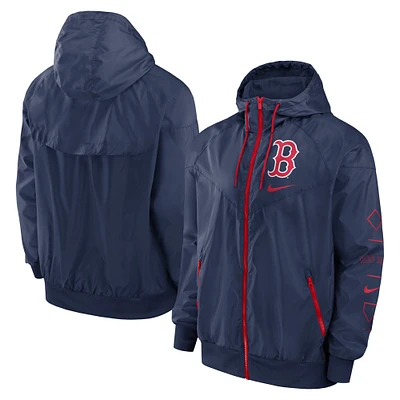 Coupe-vent raglan entièrement zippé Nike pour hommes, bleu marine, Boston Red Sox Windrunner