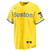 Maillot de joueur réplique Nike Rafael Devers pour homme, or/bleu clair, Boston Red Sox City Connect Replica