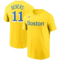 T-shirt Nike Rafael Devers doré pour homme des Red Sox de Boston City Connect avec nom et numéro