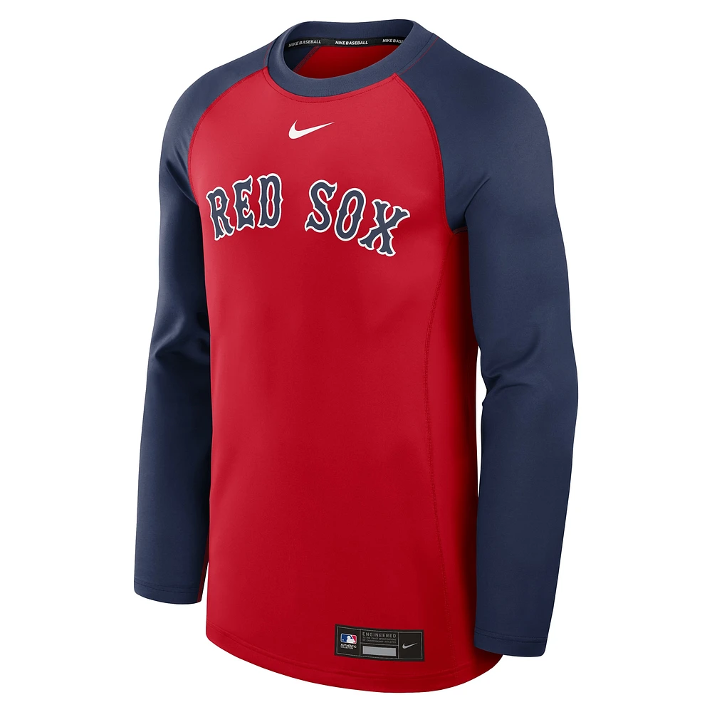 Men's Nike Red/Navy Boston Red Sox Authentic Collection Game Time Raglan Performance Long Sleeve T-Shirt