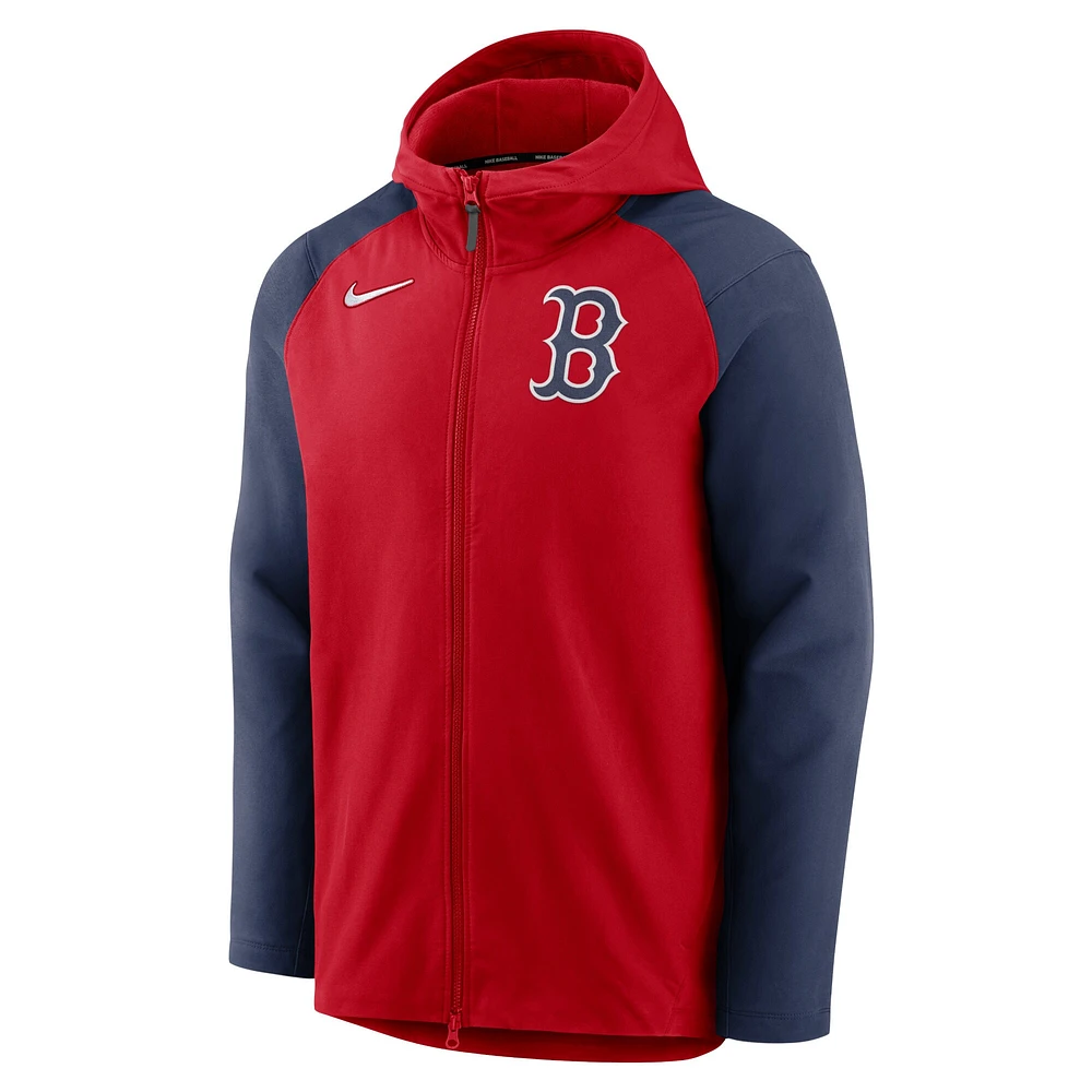 Sweat à capuche et fermeture éclair pleine longueur raglan Nike Boston Red Sox Authentic Collection pour Homme, rouge/bleu marine