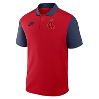 Polo Nike Performance rouge/bleu marine pour homme des Boston Red Sox Cooperstown Collection à blocs de couleurs Victory