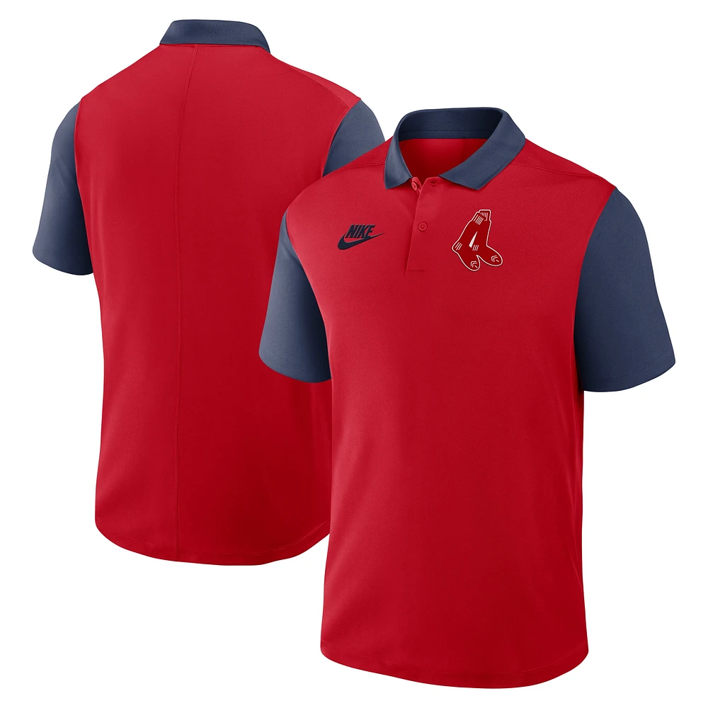 Polo Nike Performance rouge/bleu marine pour homme des Boston Red Sox Cooperstown Collection à blocs de couleurs Victory