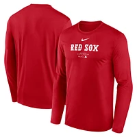 Men's Nike Red Boston Sox Authentic Collection Practice Performance Long Sleeve T-Shirt