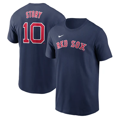 T-shirt avec nom et numéro Nike Trevor Story pour hommes, bleu marine, Boston Red Sox Fuse