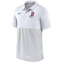 Men's Nike White/Gray Boston Red Sox Home Plate Striped Polo