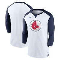 T-shirt à manches 3/4 Boston Red Sox Rewind Nike pour homme, blanc/bleu marine