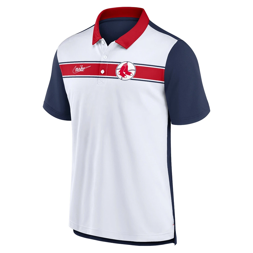 Polo Boston Red Sox Rewind Stripe Homme Blanc/Bleu Marine Nike